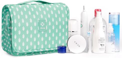Narwey Hanging Toiletry Bag for Women Travel Makeup Bag Organizer Toiletries Bag for Travel Size Cosmetics Essentials Accessories (Blue Flower) in Kuwait