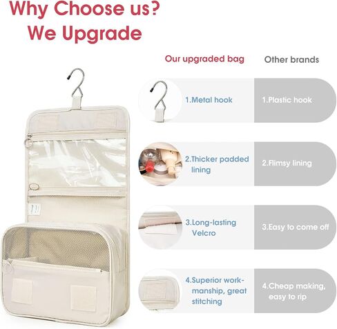 Narwey Hanging Toiletry Bag for Women Travel Makeup Bag Organizer Toiletries Bag for Travel Size Cosmetics Essentials Accessories (Blue Flower) in Kuwait