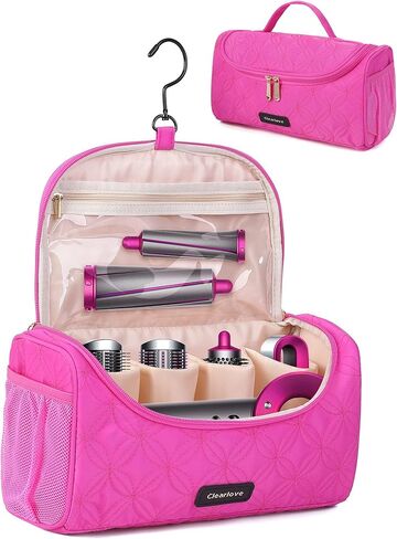حقيبة سفر Clearlove Airwrap متوافقة مع مجموعات Dyson Airwrap، وحقائب سفر لمستحضرات التجميل مع خطاف غير قابل للانزلاق، وحقيبة تخزين للسفر مع رغوة (أسود) in Kuwait