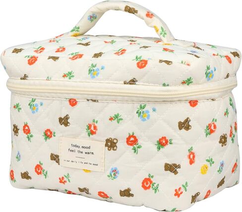 Cosmetic Bags for Women, Cute Floral Makeup Bag, Organizer Storage Make Up Bag, Travel Toiletry Bags, Handbags Purses (Bear/Big) in Saudi Arabia