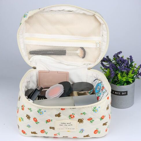 Cosmetic Bags for Women, Cute Floral Makeup Bag, Organizer Storage Make Up Bag, Travel Toiletry Bags, Handbags Purses (Bear/Big) in Saudi Arabia
