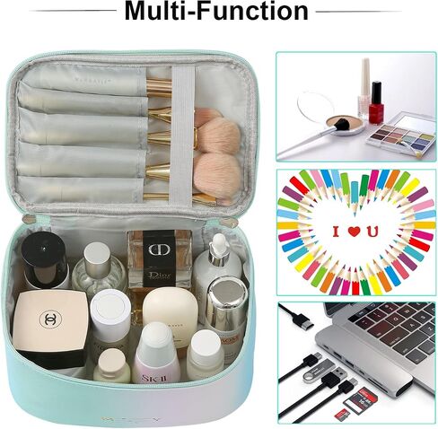 KITENROM Portable Makeup Bag Cosmetic Bags for Women Medium Pouch Case Purse Make Up Organization Waterproof (Blue) in Saudi Arabia