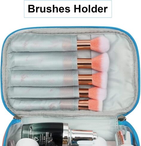 KITENROM Portable Makeup Bag Cosmetic Bags for Women Medium Pouch Case Purse Make Up Organization Waterproof (Blue) in Saudi Arabia