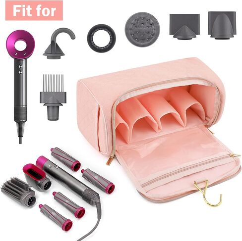 Travel Case Compatible with Dyson Airwrap Complete Styler and Attachments, Ideashop Portable Storage Bag with Hanging Hook and Side Pockets Lightweight Travel Carrying Case for Hair Curler Accessories in Kuwait