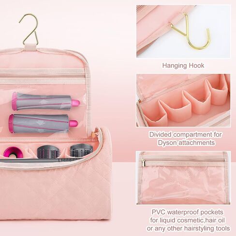 Travel Case Compatible with Dyson Airwrap Complete Styler and Attachments, Ideashop Portable Storage Bag with Hanging Hook and Side Pockets Lightweight Travel Carrying Case for Hair Curler Accessories in Kuwait