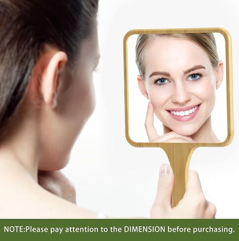 Hand Mirror,Natural Bamboo Hand Held Mirror with Handle,Small Cute Handheld Mirror for Shaving Single-Sided Portable Travel Vanity Mirror for Men & Women,5.3" W x 9.8" L in Saudi Arabia