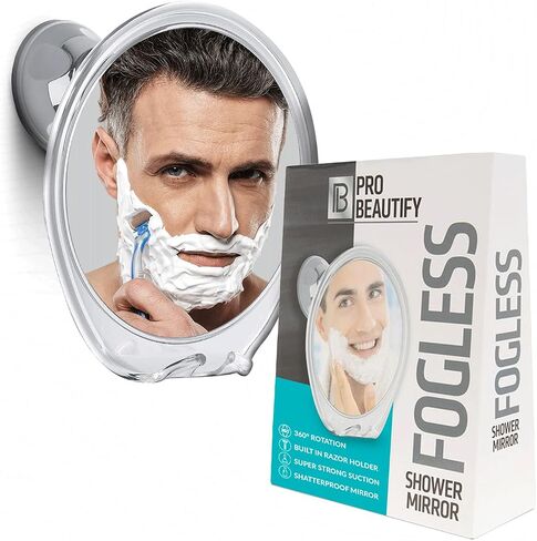 Fogless Shower Mirror for Shaving - Strong Suction, Razor Holder & 360 Degree Rotation Shower Shaving Mirror - Fog Free Mirror for Shower & Shaving Mirror - Men & Women in Saudi Arabia