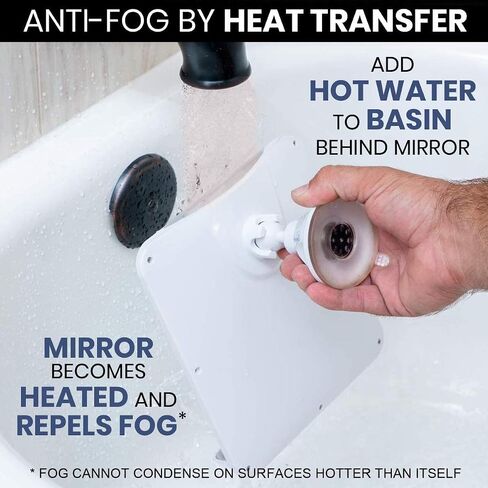 MIRRORVANA Fogless Shower Mirror for Shaving with Upgraded Suction, Dual Anti Fog Design, Shatterproof Surface & 360° Swivel, 8" x 7" in Saudi Arabia