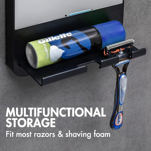 TAILI Shower Mirror Fogless for Shaving with Razor Holder,NO-Drilling & Removable Shower Mirror Fogless Suction,Shatterproof & Waterproof Anti Fog Mirror for Bathroom,Men,Women(Black) in Saudi Arabia