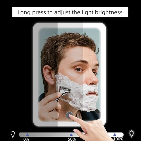 RRtide Heated Shower Mirror Fogless for Shaving with LED Light of 8X5.5inch, Rechargeable Fogless Mirror for Shower with 2 Razor Holders, Made of Real Glass, No Distortion in Kuwait