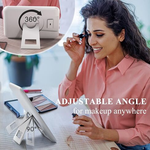 Naseto Travel Makeup Mirror with Lights & 10X Magnetic Magnification, 9.4"x6.7" Dimmable 3 Color LED Lighted Rechargeable Vanity Mirror with 360° Angle, Portable Compact Cosmetic Mirror for Women in Kuwait