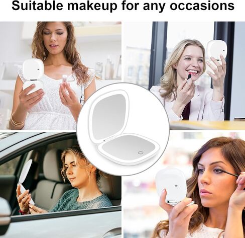 deweisn Compact Mirror, Lighted Travel Makeup Mirror with 1X/10X Magnifying Double Sided Dimmable Portable Pocket Mirror for Handbag, USB Charging(Black) in Saudi Arabia