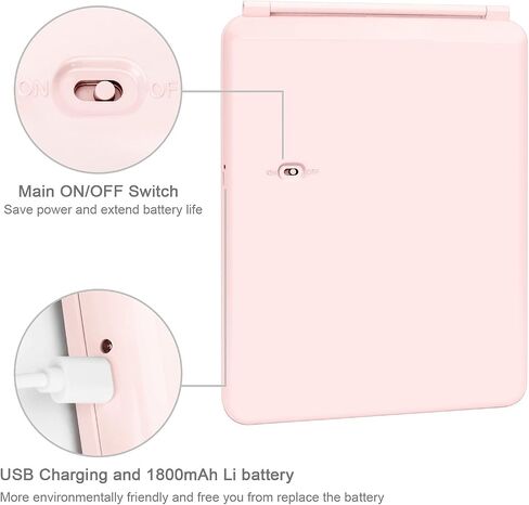 مرآة مكياج مضاءة قابلة للطي مع 72 مصباح LED و3 أوضاع إضاءة بألوان USB وبطاريات 1800 مللي أمبير قابلة لإعادة الشحن ومحمولة للغاية ورفيعة للغاية ومرآة سفر قابلة للتعتيم in Saudi Arabia