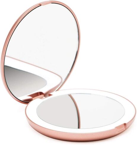 Fancii LED Lighted Travel Makeup Mirror, 1x/10x Magnification - Daylight LED, Compact, Portable, Large 5" Wide Illuminated Folding Mirror in Saudi Arabia