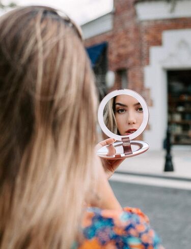 Fancii LED Lighted Travel Makeup Mirror, 1x/10x Magnification - Daylight LED, Compact, Portable, Large 5" Wide Illuminated Folding Mirror in Saudi Arabia
