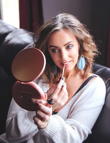 Fancii LED Lighted Travel Makeup Mirror, 1x/10x Magnification - Daylight LED, Compact, Portable, Large 5" Wide Illuminated Folding Mirror in Saudi Arabia