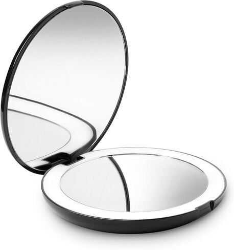 Fancii LED Lighted Travel Makeup Mirror, 1x/10x Magnification - Daylight LED, Compact, Portable, Large 5" Wide Illuminated Folding Mirror in Saudi Arabia
