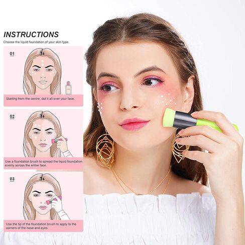 Docolor 6+1Pcs Makeup Sponges with Foundation Brush, Foundation Blending Beauty Sponge & Flat Top Kabuki Brush for Liquid,Cream,and Powder,Buffing,Blending,Full Coverage Foundation in Kuwait