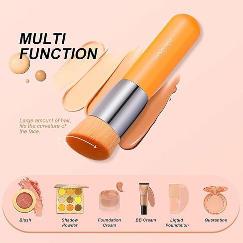 Docolor 6+1Pcs Makeup Sponges with Foundation Brush, Foundation Blending Beauty Sponge & Flat Top Kabuki Brush for Liquid,Cream,and Powder,Buffing,Blending,Full Coverage Foundation in Kuwait