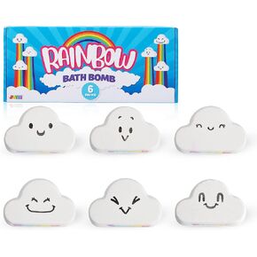 مجموعة هدايا JOYIN Rainbow Bath Bombs، 6 عبوات من كرات الاستحمام الفقاعية على شكل سحابة مع وجوه لطيفة متنوعة، مجموعة فوارات حمام سبا بالزيوت العطرية الطبيعية، هدايا عيد ميلاد للأطفال والنساء، حشوات سلة عيد الفصح in Kuwait