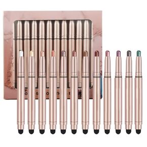 Cream Eyeshadow Stick, Cream to Powder Eyeshadow Pen Matte Shimmer Eyeshadow Stick Waterproof Long Lasting (12 colors set)