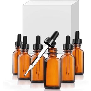 زجاجات ييسكر العنبر الزجاجية للزيوت العطرية مع قطارة عين زجاجية 30 مل (1 أونصة) للزيوت العطرية والمواد الكيميائية المعملية الكيميائية والكولونيا والعطور - عبوة من 6 قطع in Kuwait