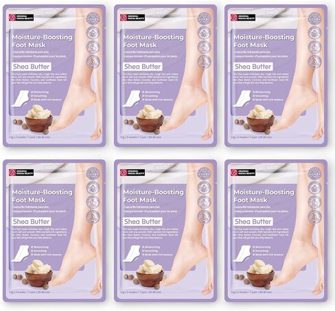Original Derma Beauty Foot Mask 6 Pairs Hemp Seed + Charcoal Moisturizing after Exfoliator Callus Remover Bath Pedicure Supplies in Kuwait