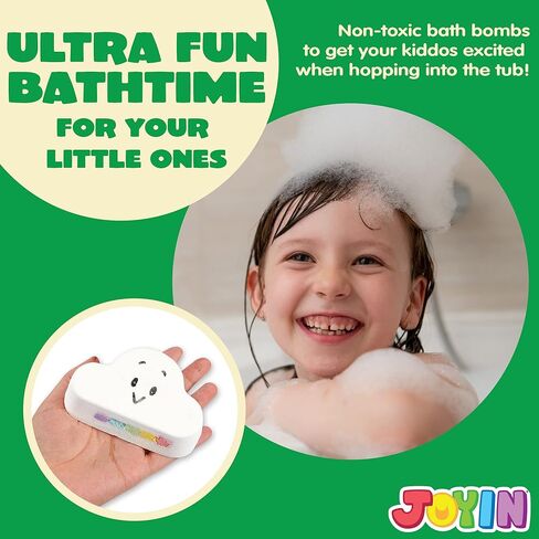 JOYIN Rainbow Bath Bombs Gift Set, 6 Packs Cloud Shaped Bubble Bath Bombs with Assorted Cute Faces, Natural Essential Oil SPA Bath Fizzies Set, Kids & Women Birthday Gift Easter Basket Stuffers in Saudi Arabia