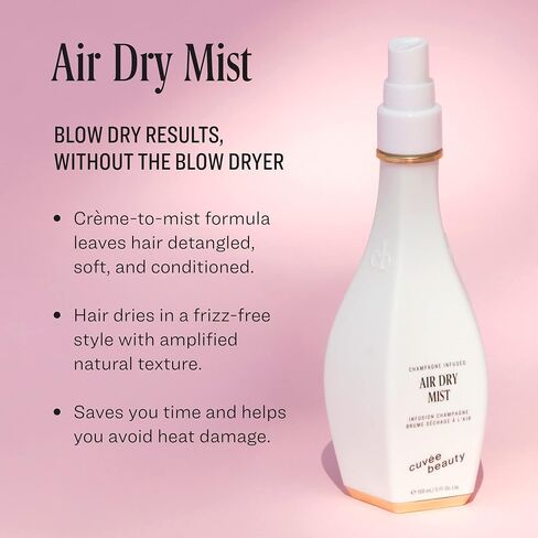 CUVÉE BEAUTY Cuvee Air Dry Mist - 1.7 أونصة سائلة - تجفيف بالهواء بدون تجعد، ملمس طبيعي مضخم، ترطيب خفيف الوزن - تركيبة مملوءة بالشامبانيا مع ريسفيراترول والسيراميد - لون آمن in Saudi Arabia
