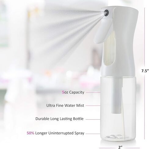 DilaBee Continuous Mist Empty Spray Bottle For Hair, 5 Oz - Salon Quality 360 Water Misting Sprayer - Pressurized Aerosol Stylist Spray Mister BPA Free (5 Oz) in Kuwait