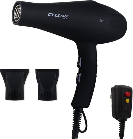 CHJPRO Professional Salon Hair Dryer AC 2100W Ceramic Tourmaline Ionic Blow Dryer with Hot-Cold Heat Setting for Home & Salon,Includes Diffuser and Concentrator US Plug-Black in Saudi Arabia