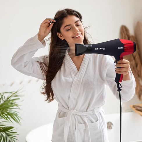 CHJPRO Professional Salon Hair Dryer AC 2100W Ceramic Tourmaline Ionic Blow Dryer with Hot-Cold Heat Setting for Home & Salon,Includes Diffuser and Concentrator US Plug-Black in Saudi Arabia