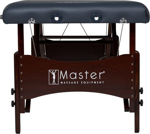 مجموعة طاولة التدليك المحمولة من Master Massage Newport مع وسادة أكثر كثافة مقاس 2.5 بوصة، مصنوعة من خشب الجوز الصلب الملون، وكابلات دعم فولاذية، ووسائد وإكسسوارات، باللون الأزرق الملكي، 30 بوصة in Kuwait