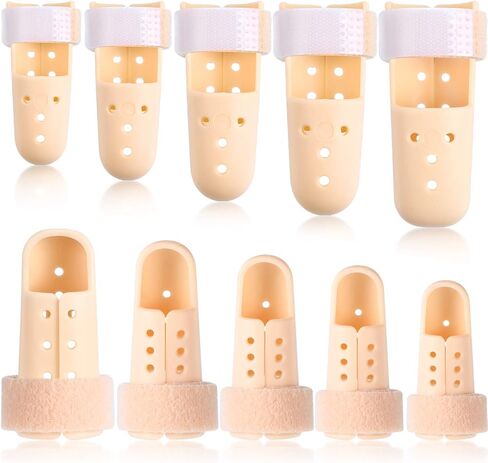 10 Pieces Finger Splint Mallet Finger Support Finger Splint Brace Plastic Finger Support Protector for Adjustable Finger Immobilizer for Basketball Finger Joint Protection, 5 Sizes in Saudi Arabia