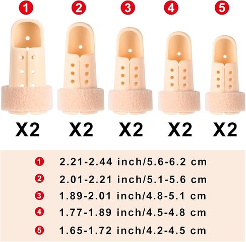 10 Pieces Finger Splint Mallet Finger Support Finger Splint Brace Plastic Finger Support Protector for Adjustable Finger Immobilizer for Basketball Finger Joint Protection, 5 Sizes in Saudi Arabia