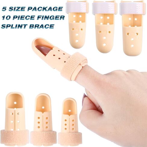 10 Pieces Finger Splint Mallet Finger Support Finger Splint Brace Plastic Finger Support Protector for Adjustable Finger Immobilizer for Basketball Finger Joint Protection, 5 Sizes in Saudi Arabia
