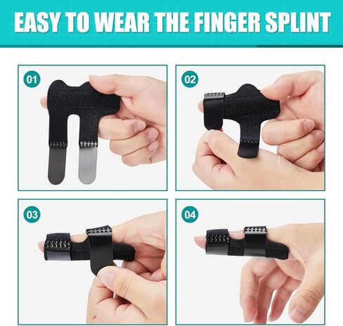 Finger Splints (3PCS), Finger Support Braces, Adjustable Finger Protectors Sleeves for Trigger Finger, Mallet Finger, Broken Finger, Arthritis, Knuckle Immobilization, Straightening. Best Fit for Index Middle Ring Finger in Kuwait