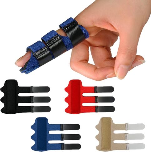 Upgraded Finger Splints (4Pcs), Trigger Finger Splint Finger Brace with 3 Fixing Strap for Mallet Finger, Broken Finger Protector, Knuckle Immobilization, Straightening Support, Arthritis Pain Relief in Kuwait