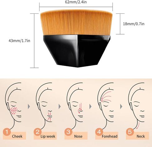 Foundation Makeup Brush, Flat Top Hexagon Kabuki Brush, Petal-Shaped Foundation Brush for Blending Liquid, Cream or Flawless Powder Cosmetics with Protective Case, Multifunctional Makeup Brush in Saudi Arabia