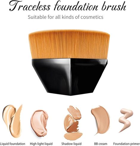 Foundation Makeup Brush, Flat Top Hexagon Kabuki Brush, Petal-Shaped Foundation Brush for Blending Liquid, Cream or Flawless Powder Cosmetics with Protective Case, Multifunctional Makeup Brush in Saudi Arabia