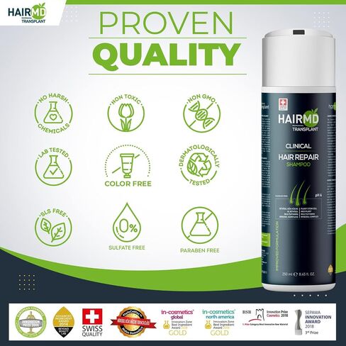 HairMD Transplant Hair Repair Set with Shampoo and Serum - Potent Hair Loss Treatment Formula with Biotin, Keratin, Collagen, Provitamin B5 - Soothing Hair Care Products for Hair Transplant Recovery in Saudi Arabia