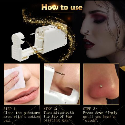 مجموعة ثقب الأنف، MIUXIA Nose Piercing Gun with Jewelry Nose Built-in Stud Nose Piercing Kit with Nose Rings Nose Piercing Gun Nose Piercing Tools..... in Kuwait
