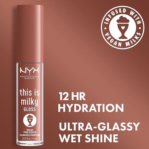 NYX PROFESSIONAL MAKEUP This Is Milky Gloss، ملمع شفاه مع ترطيب لمدة 12 ساعة، نباتي - مخفوق الكراميل المملح (كراميل) in Saudi Arabia