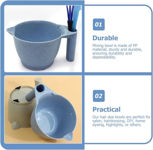 Beaupretty Brow Dye 2 Pieces Salon Color Bowls with Handle Hair Dye Mixing Bowl Portable Tint Bowl Color Mixing Bowls for Hair Salon(Blue) Hair Dye Bowl in Saudi Arabia