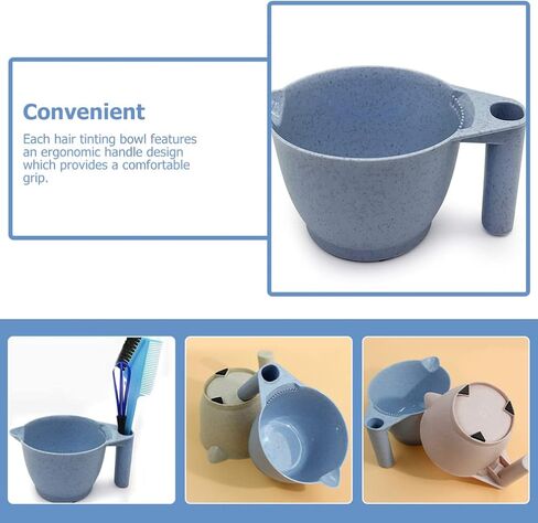 Beaupretty Brow Dye 2 Pieces Salon Color Bowls with Handle Hair Dye Mixing Bowl Portable Tint Bowl Color Mixing Bowls for Hair Salon(Blue) Hair Dye Bowl in Saudi Arabia
