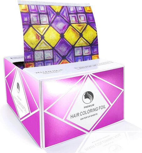 Vellen Hair Embossed Aluminium Hair Foil Sheets, Hair Foils for Highlighting, Non-slip Textured - 500 Sheets - Tetris - 15 Micron in Kuwait