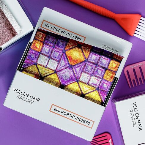 Vellen Hair Embossed Aluminium Hair Foil Sheets, Hair Foils for Highlighting, Non-slip Textured - 500 Sheets - Tetris - 15 Micron in Kuwait