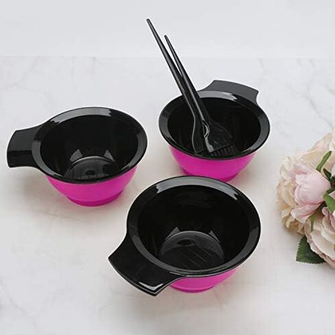 3pcs Hair Color Mixing Bowl, Salon Hair Color Mixing Tint Bowl Set, Professional Hair Dye Kit, Light Plastic DIY Hair Coloring Tool Set Assorted Colors for Hairdressing Hair Dyeing in Kuwait