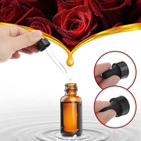 Yesker Amber Glass Bottles for Essential Oils with Glass Eye Dropper 30 ml (1oz) for Essential Oils, Chemistry Lab Chemicals, Colognes & Perfumes- Pack of 6 in Saudi Arabia