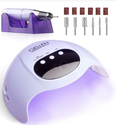 Gellen UV LED Nail Lamp With Electric Nail Drill, 72W UV Light Nail Dryer For Nails, Nail Files For Acrylic Nails Professional Gel Nail Polish Curing Lamp With Sensor 3 Timers Nail Art Manicure Tools in Saudi Arabia